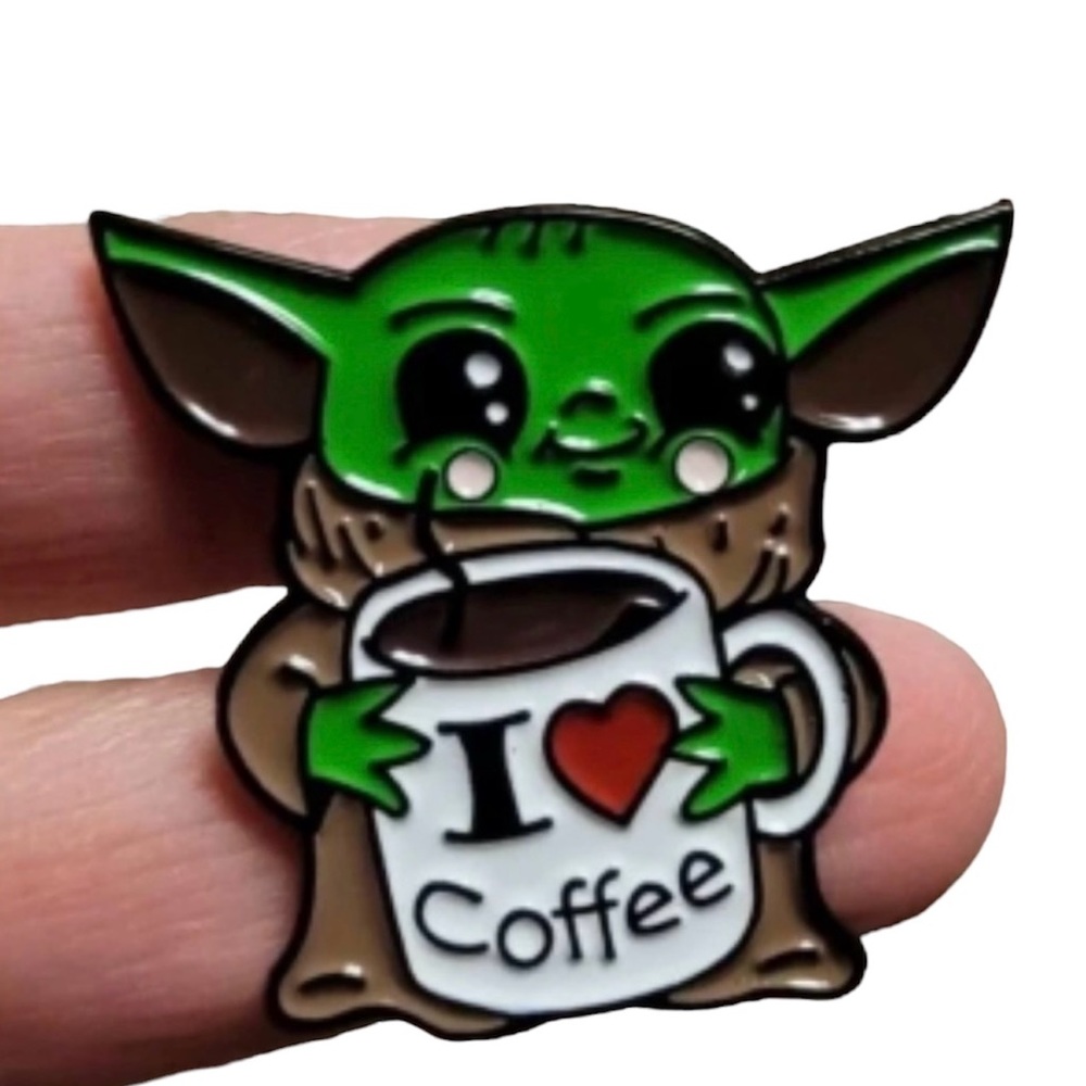 Brand New Star Wars Grogu “I Love Coffee” Enamel Pin